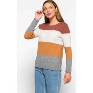 Pinque Gina Crew Neck Color Block Sweater - XL